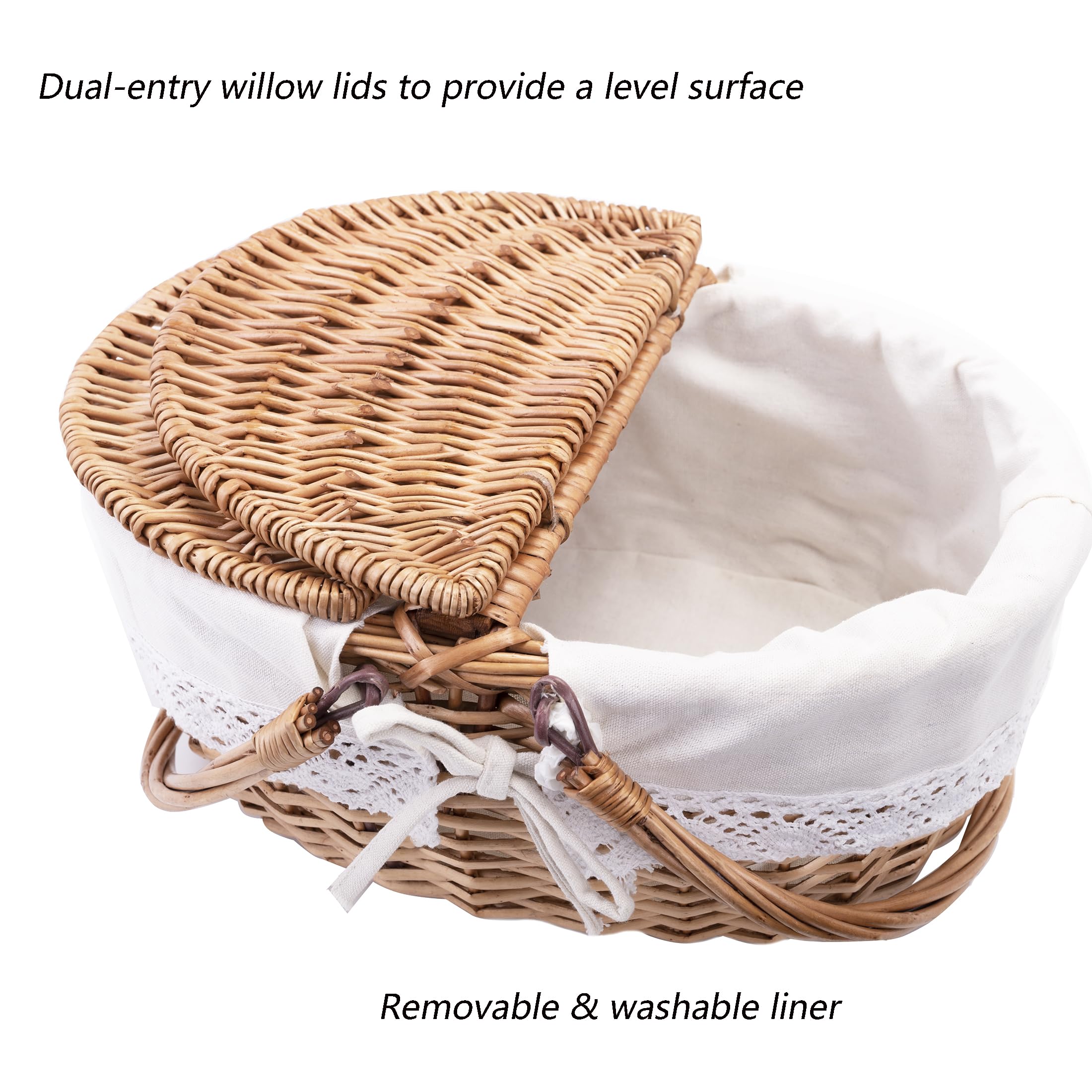 SatisInside dual lids open creating a level serving surface for food and drink benefit
