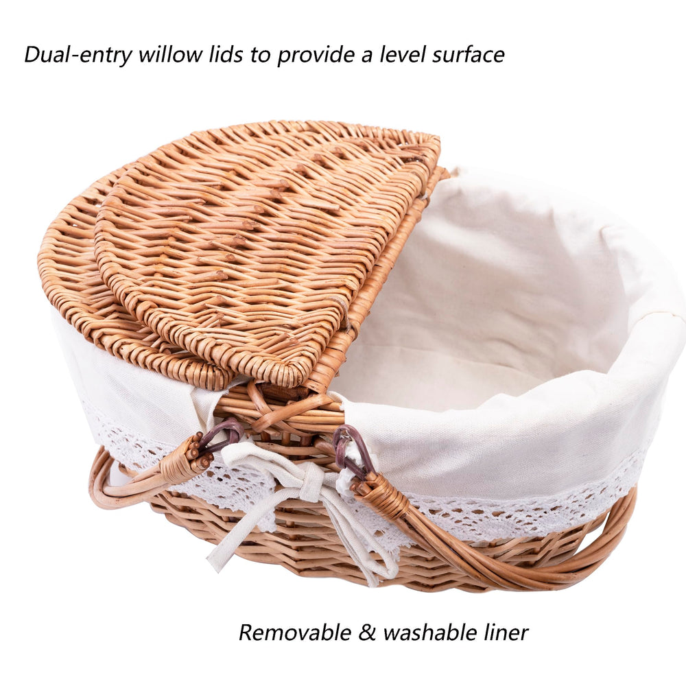 SatisInside dual lids open creating a level serving surface for food and drink benefit
