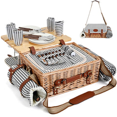 SatisInside front-view wicker basket with closed lid showing elegant carry benefits