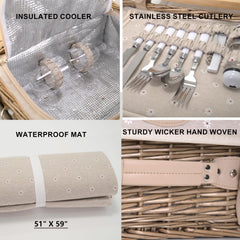 SatisInside open basket revealing insulated compartment keeping food cool during outings