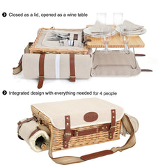 SatisInside open basket interior with insulated compartment and organized tableware