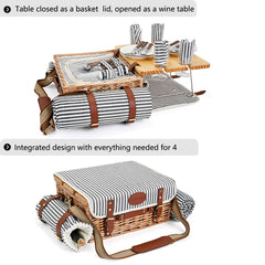 SatisInside pine lid positioned as picnic table demonstrating stable serving surface