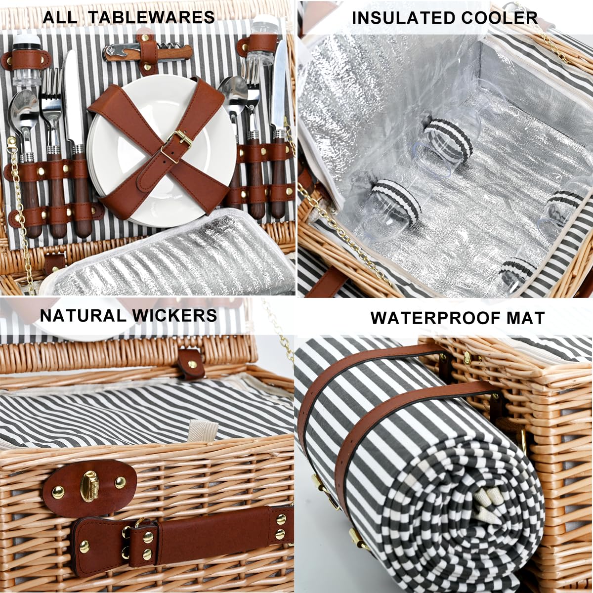 SatisInside folded striped picnic blanket adding comfort and style
