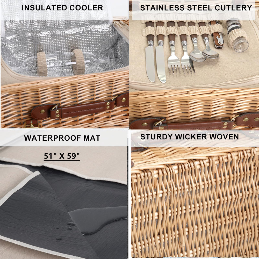 SatisInside organized tableware inside basket showing complete dining set convenience