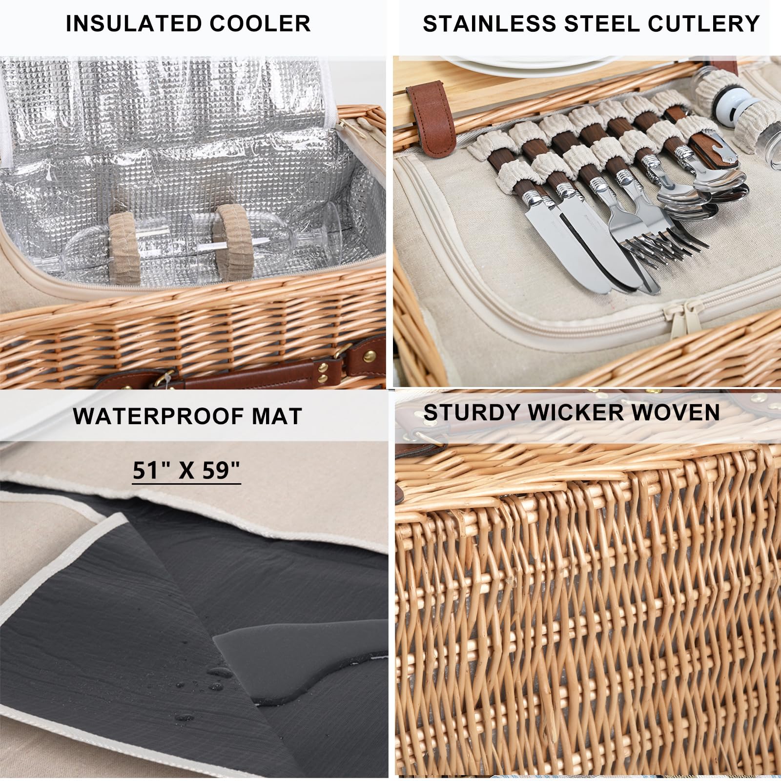 SatisInside waterproof picnic blanket folded compactly for dry seating