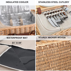 SatisInside waterproof picnic blanket folded compactly for dry seating