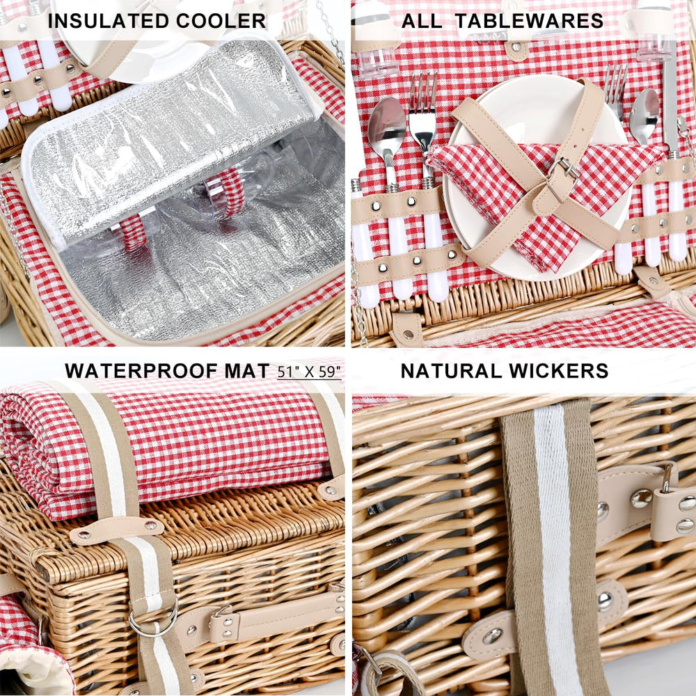 SatisInside red gingham waterproof blanket spread offering dry seating