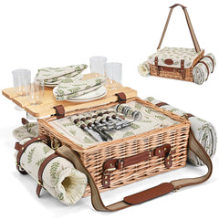 SatisInside wicker basket front view showing organized storage and classic style