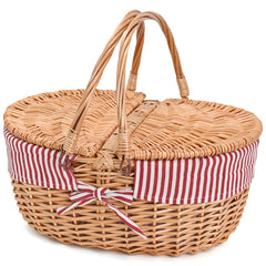 SatisInside front view showing wicker basket and lid, elegant storage benefit