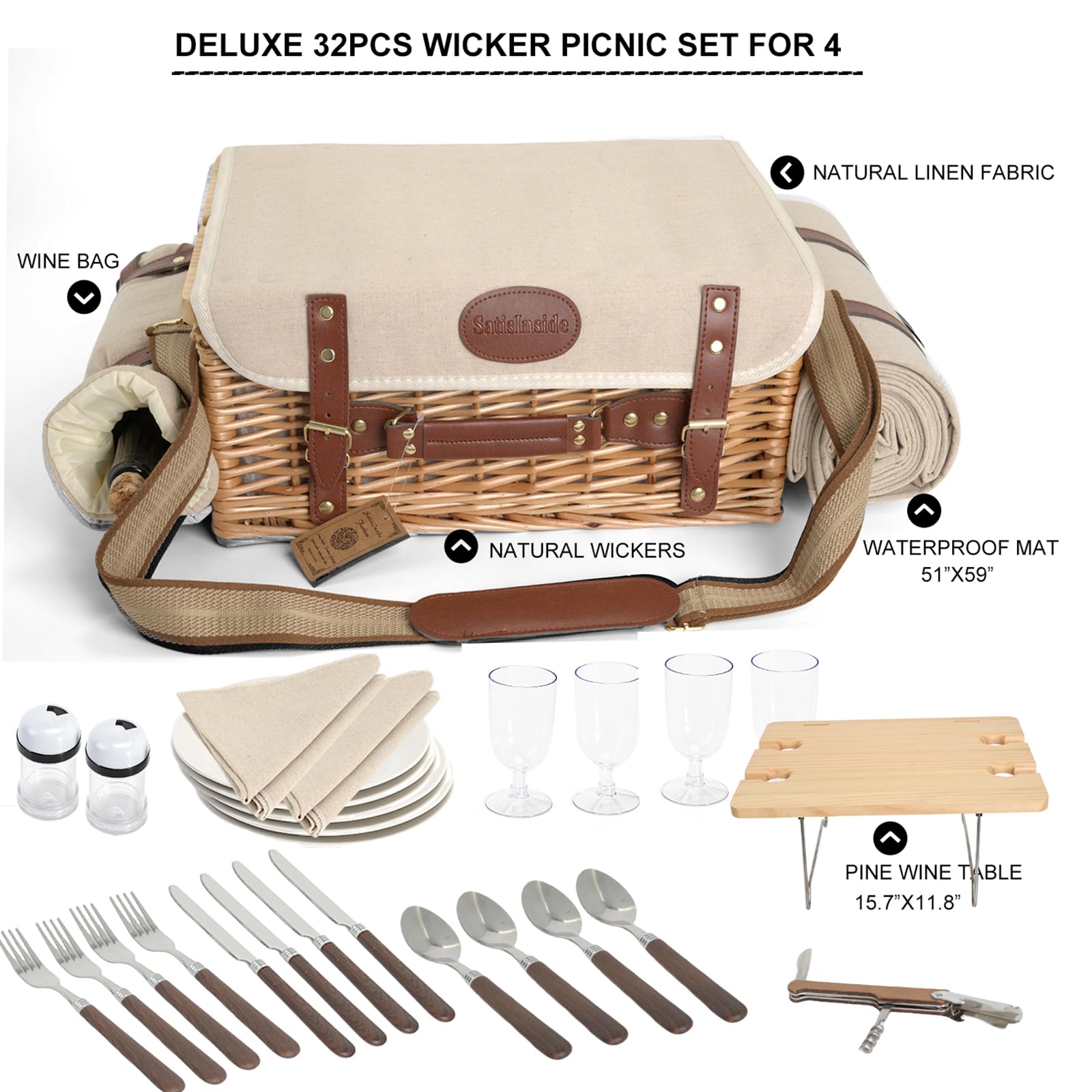 SatisInside wine bag with glasses ready, keeping bottle insulated and secure