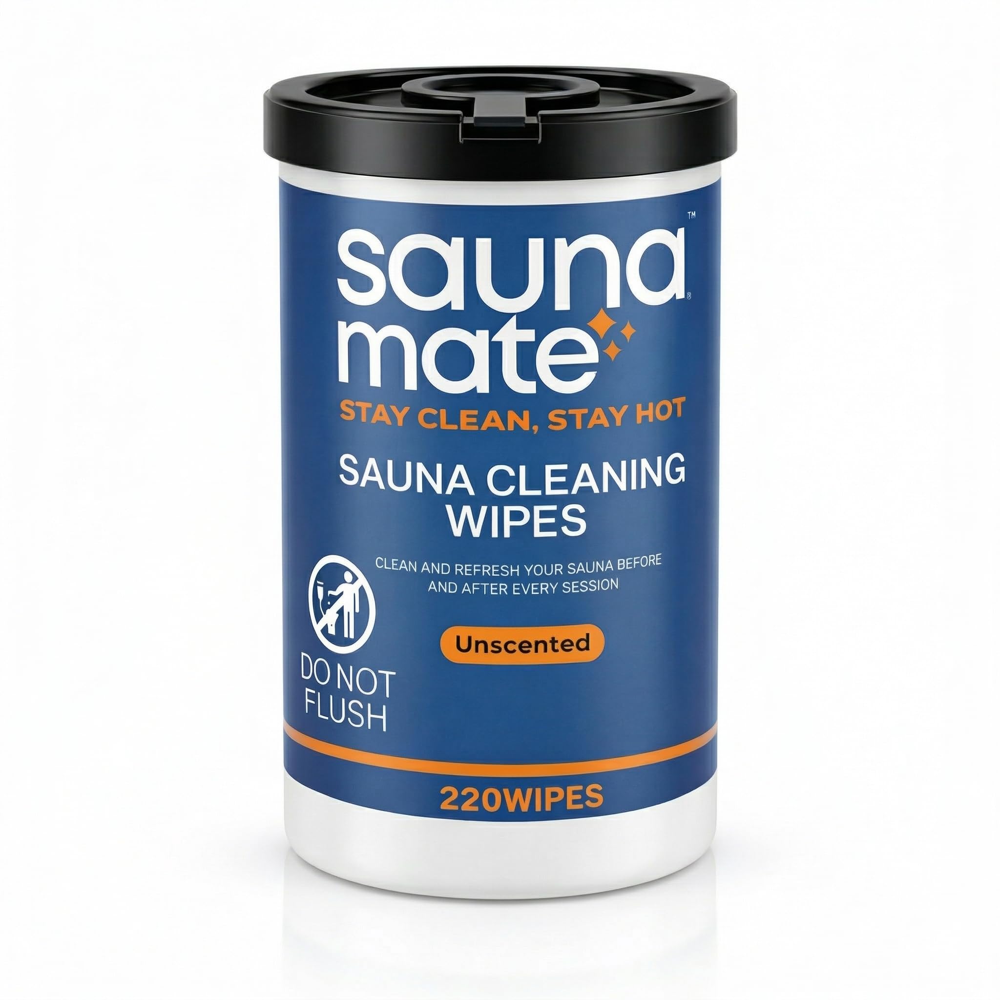 SaunaMate canister front view showing convenient dispenser and brand benefit