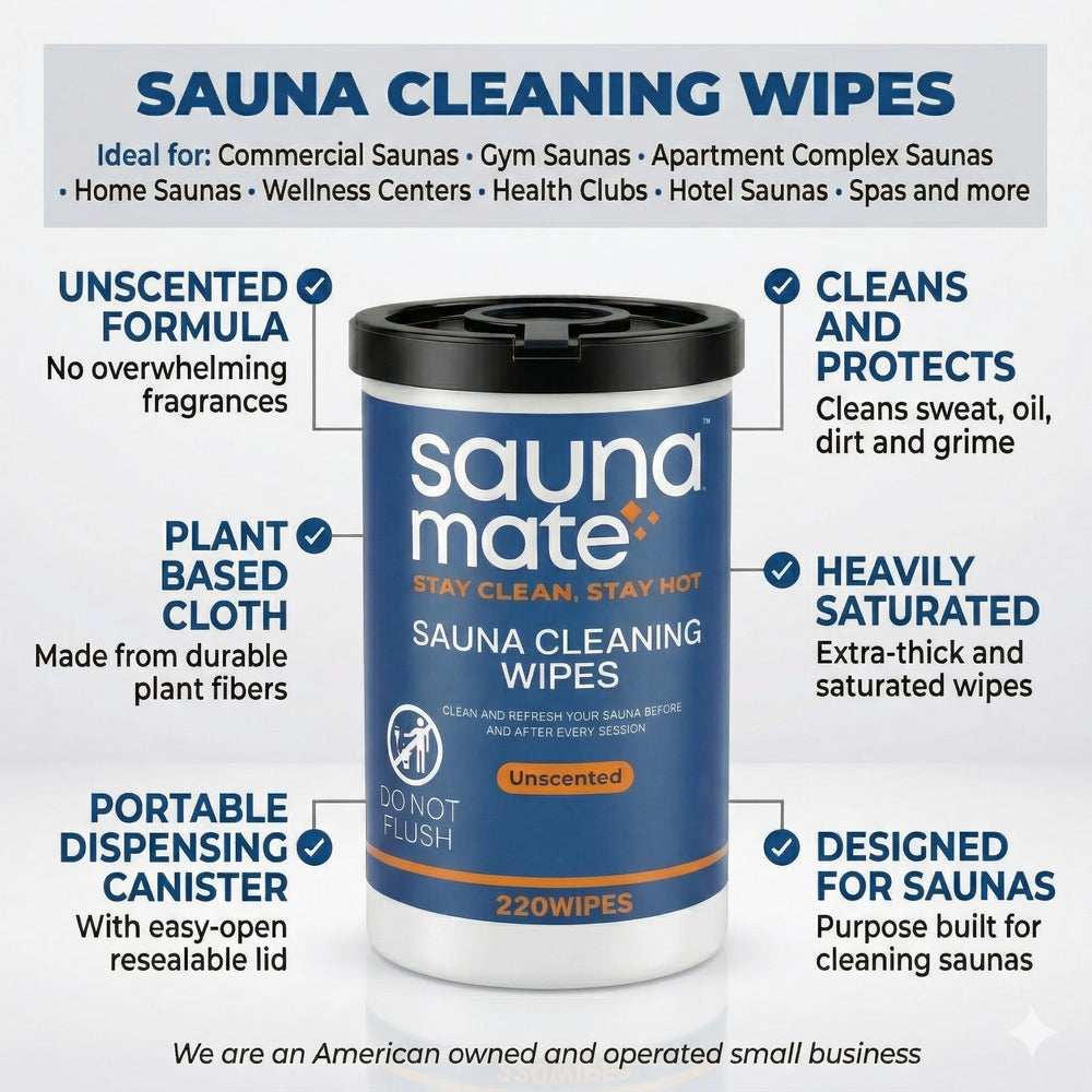 SaunaMate canister next to a hand showing scale and quick accessible benefit