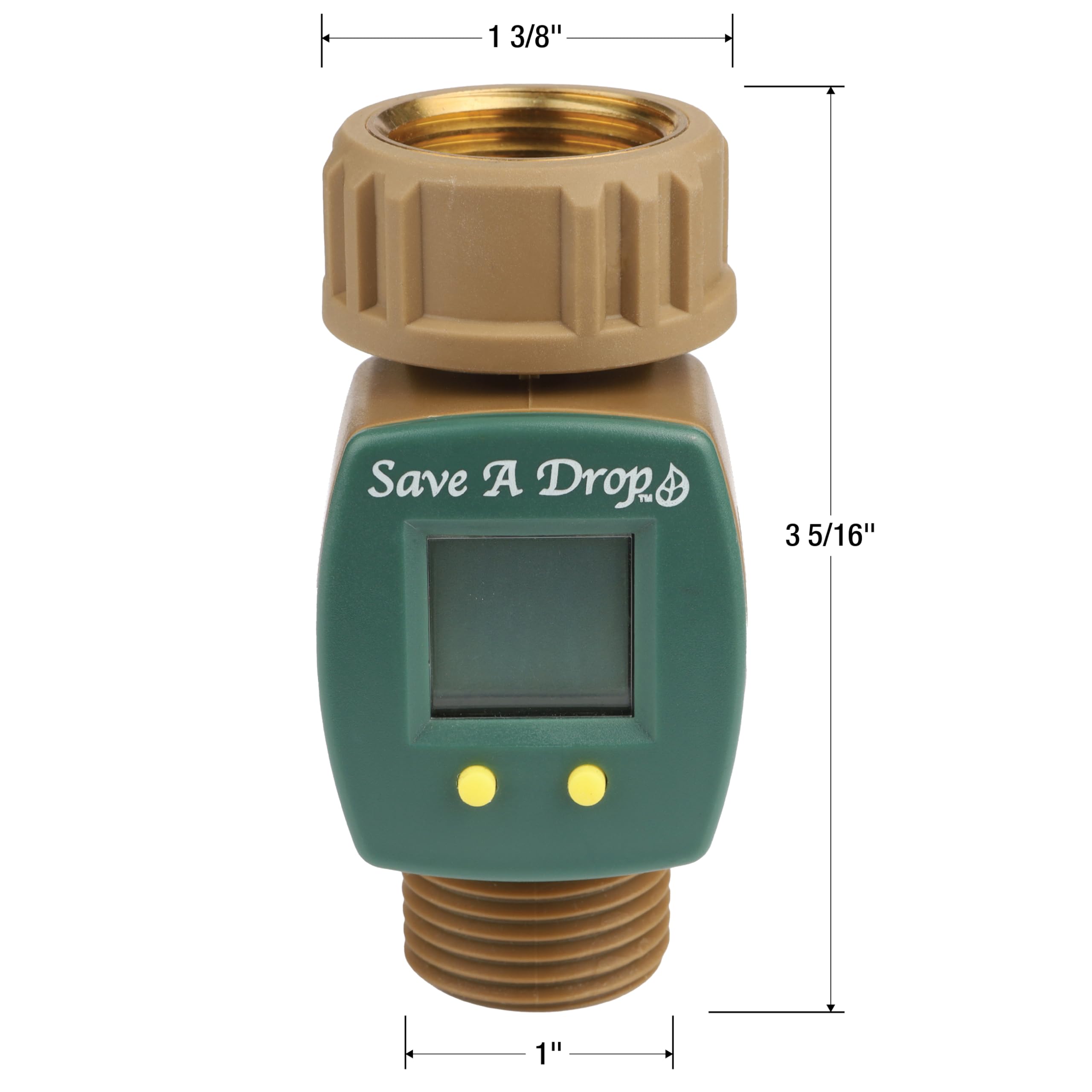 SAVE A DROP connected to a garden hose demonstrating easy installation and monitoring