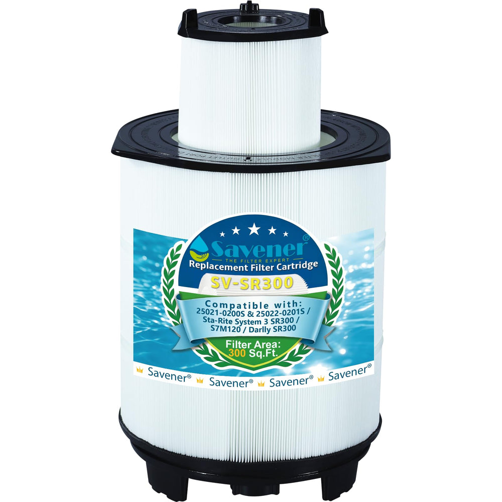 Savener lifestyle image poolside with technician installing filters for clearer water