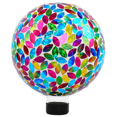 SAVENNA front view mosaic gazing ball showing colorful design and curb appeal