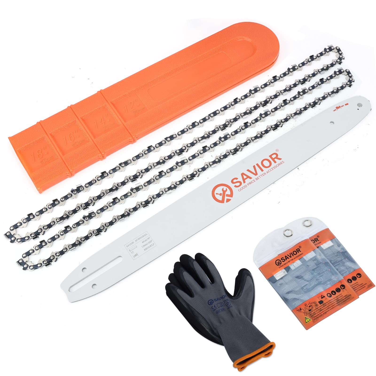Savior 18-inch bar front packaging showing kit and ready-to-install benefit