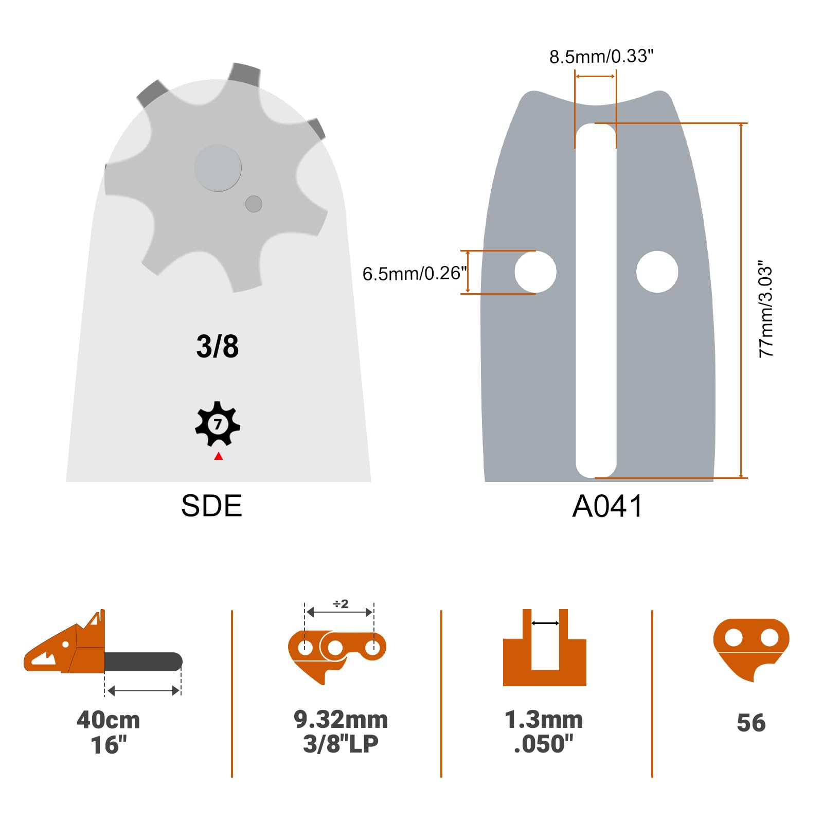 Savior guide bar close-up on heat-treated rivets for long-lasting strength