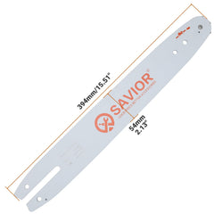 Savior guide bar nose and sprocket area detail showing 7-tooth nose for correct engagement