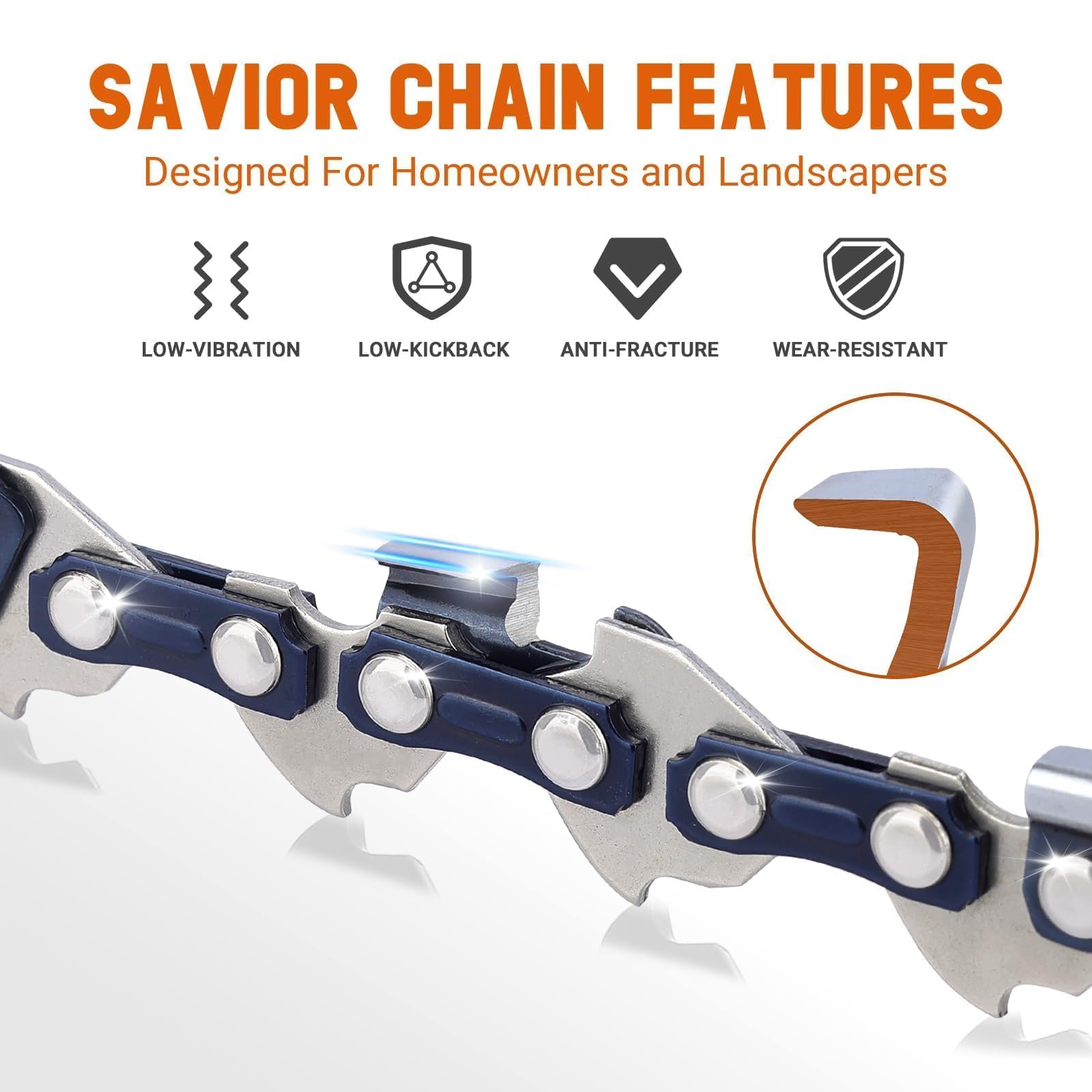 Savior detail of .043" gauge and 56 drive links for proper bar fit