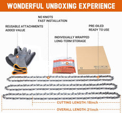 Savior chain installed on an 18-inch guide bar demonstrating correct fitment