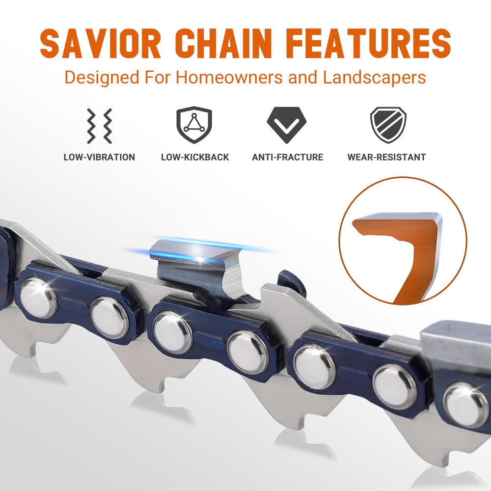 Savior chain rivet close-up showing heat-treated joints for durability