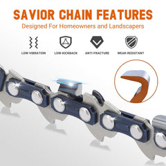 Savior full kit layout with two chains, bar, gloves, bags and cover for quick service