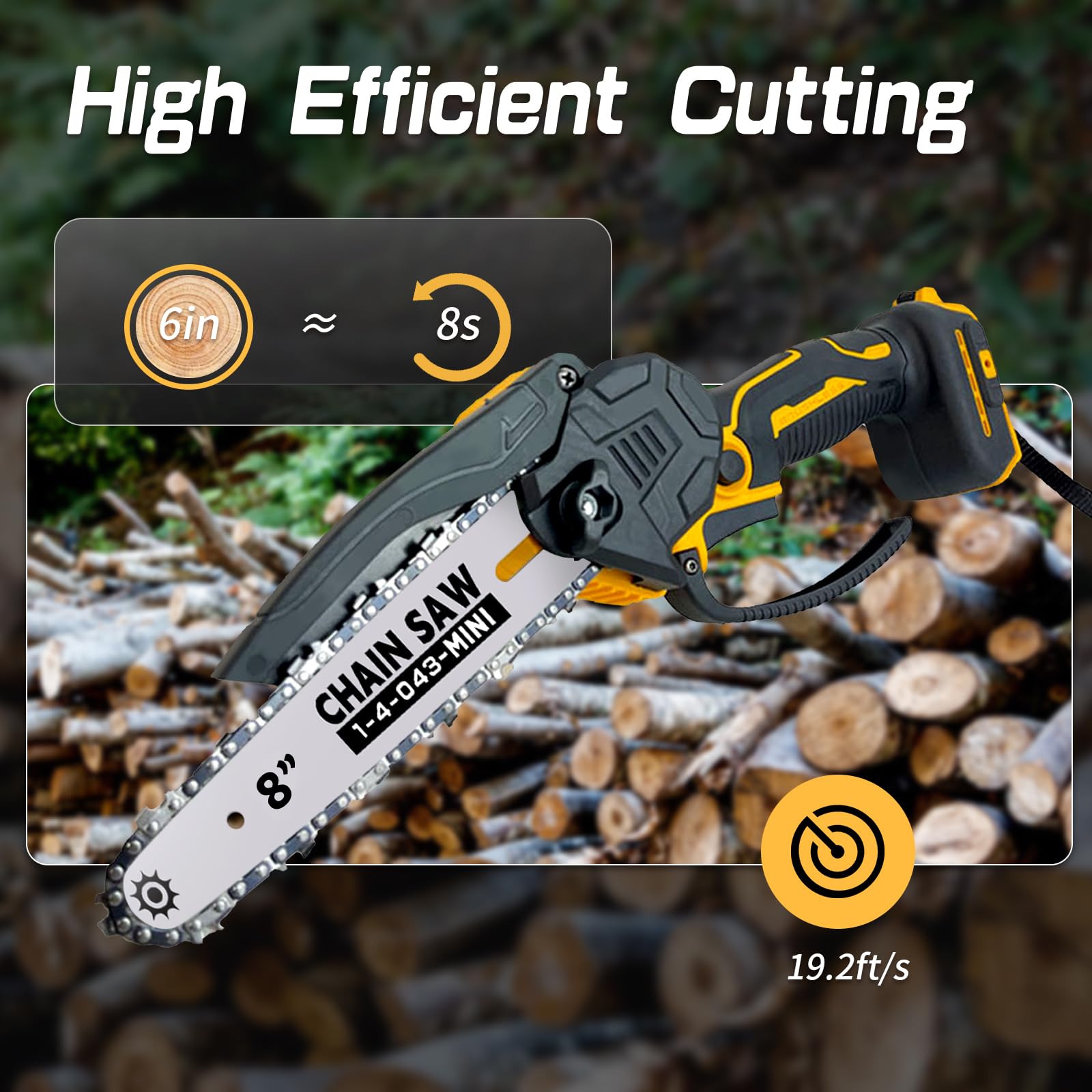 SavvyMate side profile with 8-inch bar demonstrating compact cutting reach and control