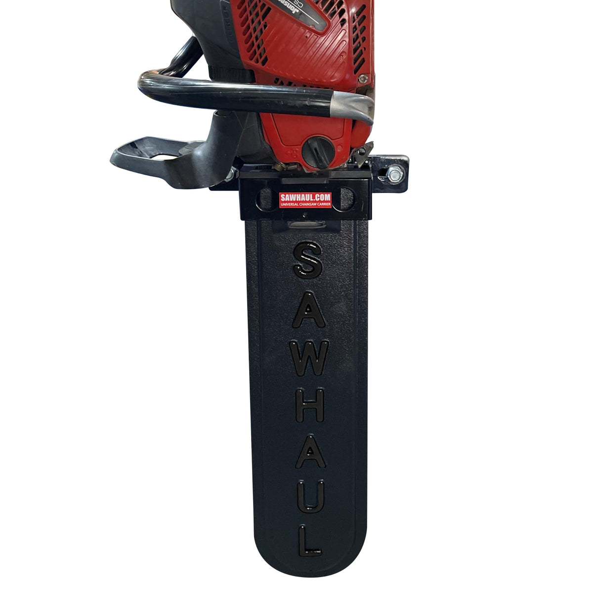 SawHaul GearHaul front view showing compact protective scabbard and secure fit benefit