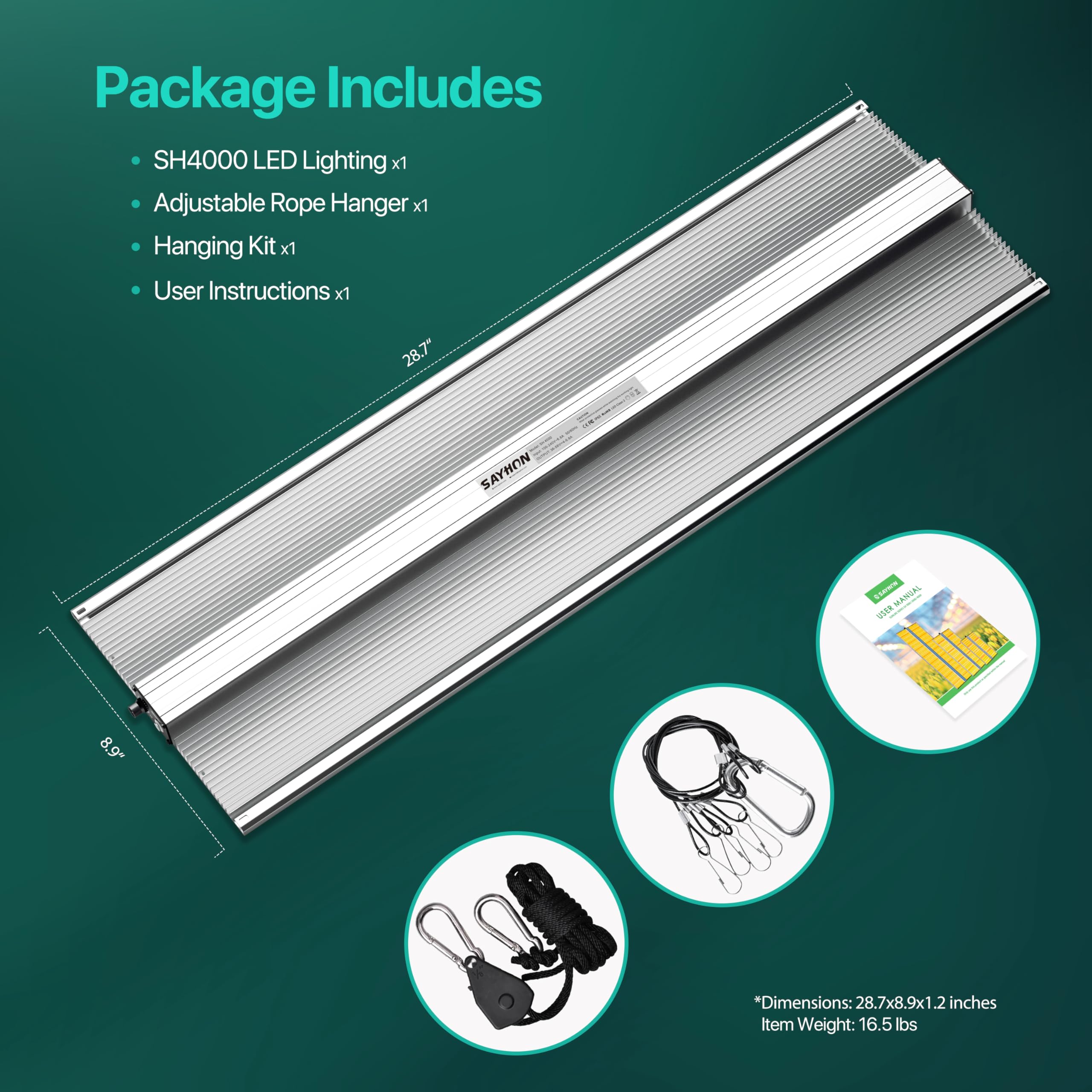 SAYHON SH4000 above indoor plants in a modern grow space emphasizing silent operation
