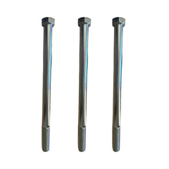 Scag front view of three hex-head spindle bolts showing correct fit and OEM packaging