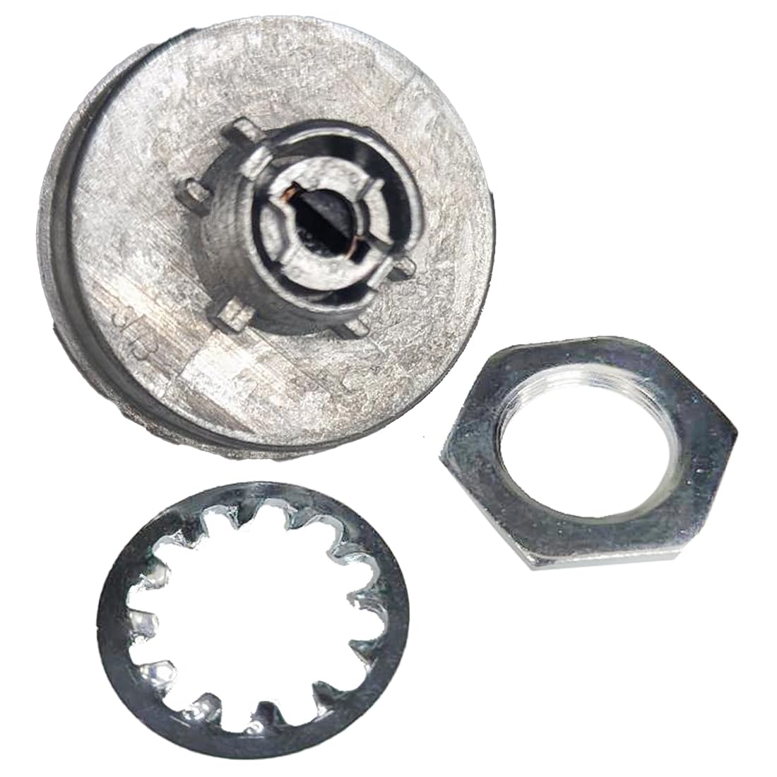 Scag ignition switch front view showing key slot and clean fit for easy replacement