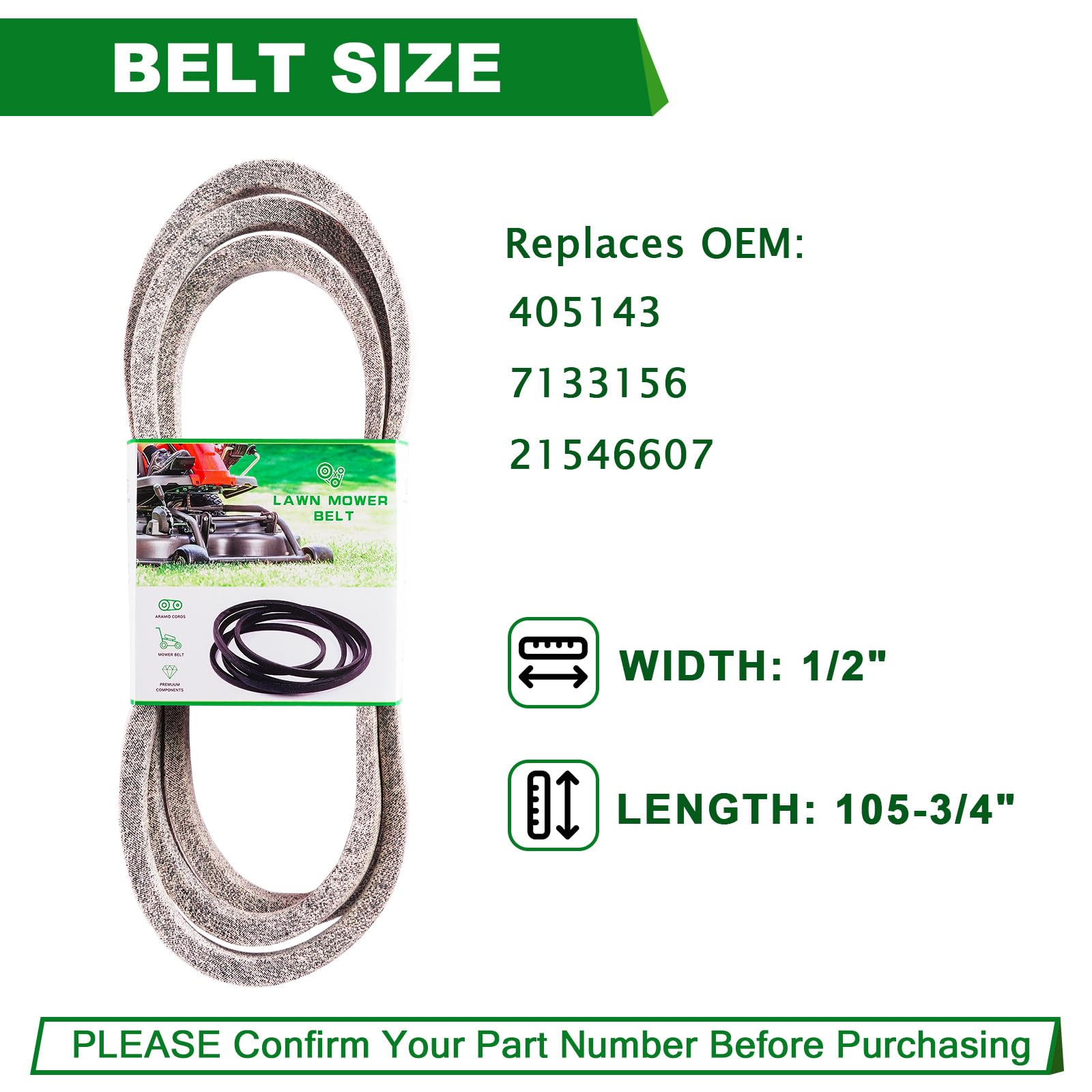 SCBHWJ replacement belt laid flat to show correct length and fitment