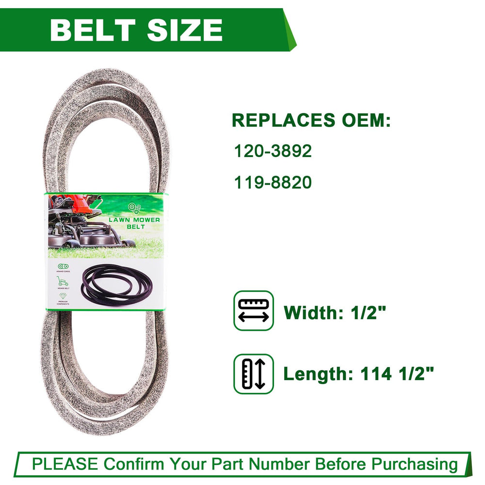 SCBHWJ deck belt laid flat showing correct length for reliable power transfer