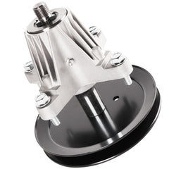 SCBHWJ front view of 46-inch deck spindle assembly showing mounting pattern and benefit: direct-fit replacement