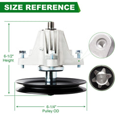 SCBHWJ side profile of spindle with shaft and pulley flange, durable alignment and strength