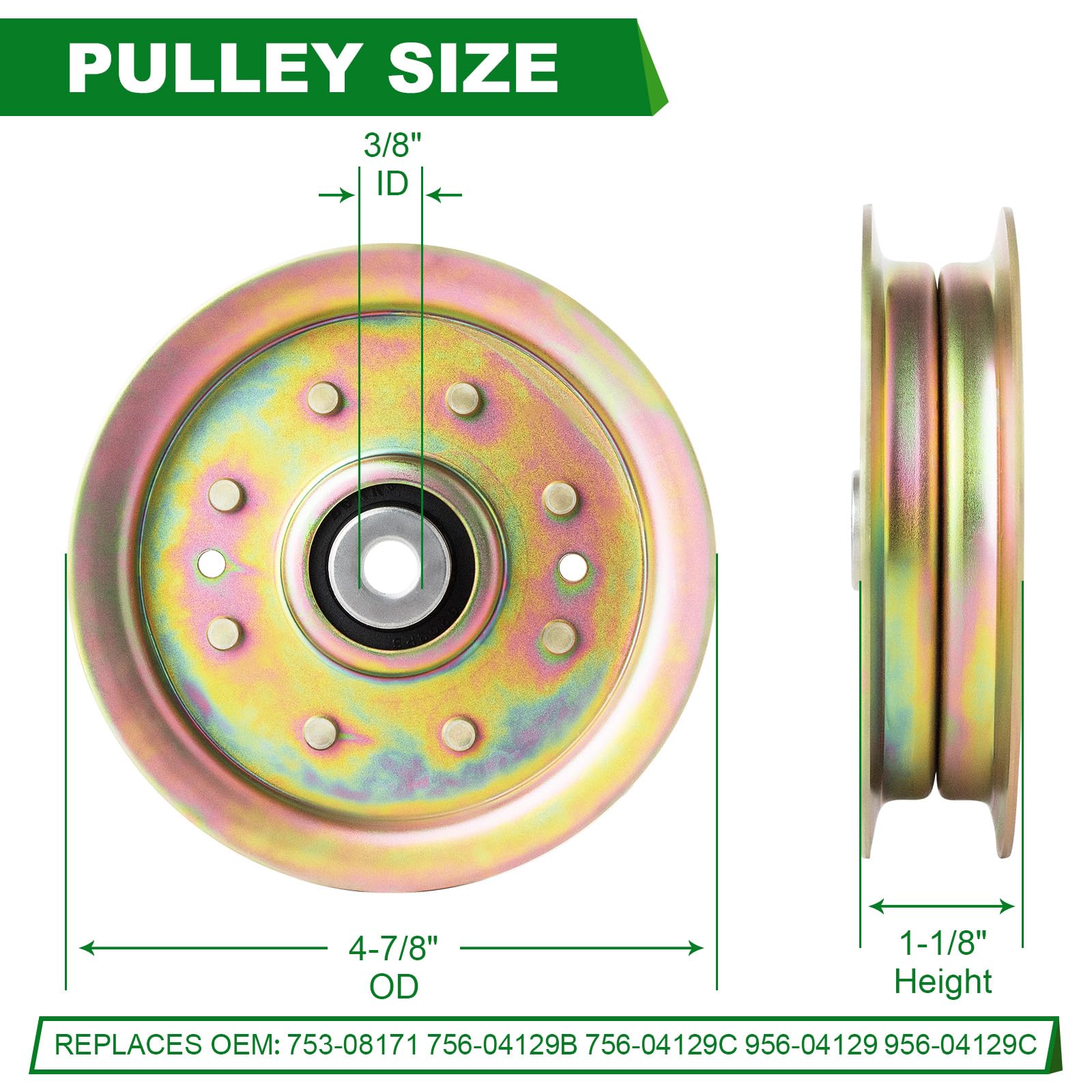 SCBHWJ idler pulley top view illustrating accurate pulley profile for correct belt tracking