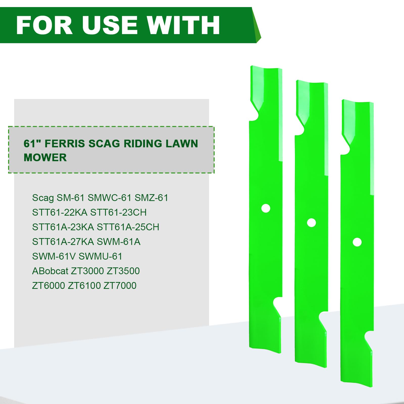SCBHWJ blades installed on a 61" deck improving uniform cut performance