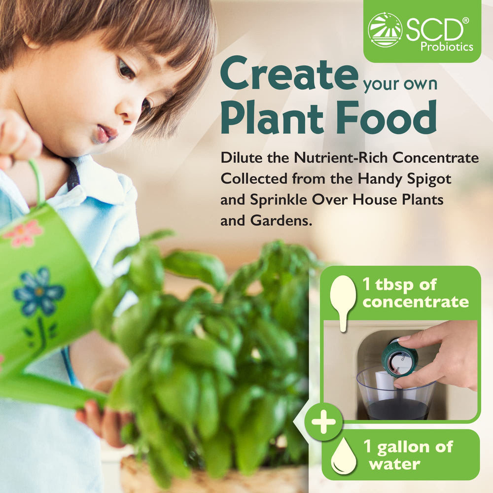 SCD Probiotics pouring nutrient-rich compost tea to feed houseplants and gardens