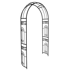 SCENDOR arbor front view showing elegant arch and entryway benefit