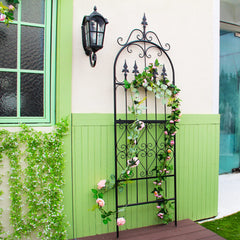 SCENDOR closeup of ornate scrollwork and powder coat finish for long-lasting garden charm