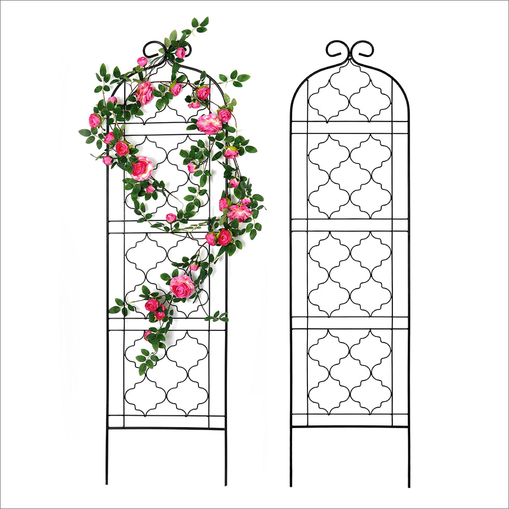 SCENDOR front view of black iron trellis showing lattice and height benefit