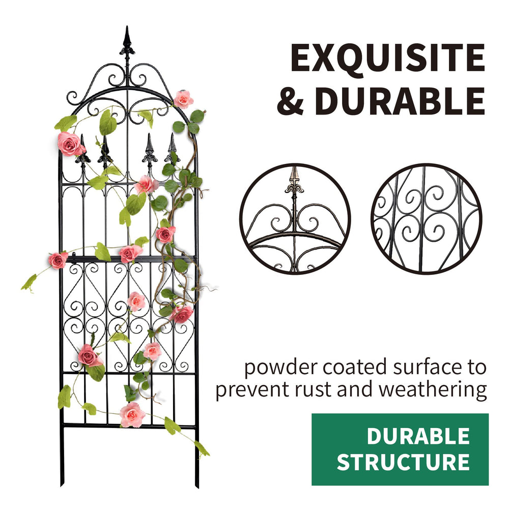 SCENDOR trellis supporting climbing roses in a flower bed to enhance plant display and structure