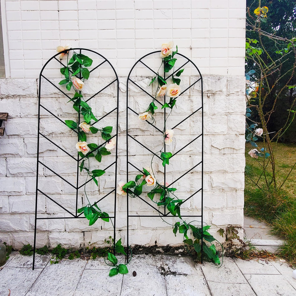 SCENDOR trellis leaned against wall adding vertical decor and privacy benefit