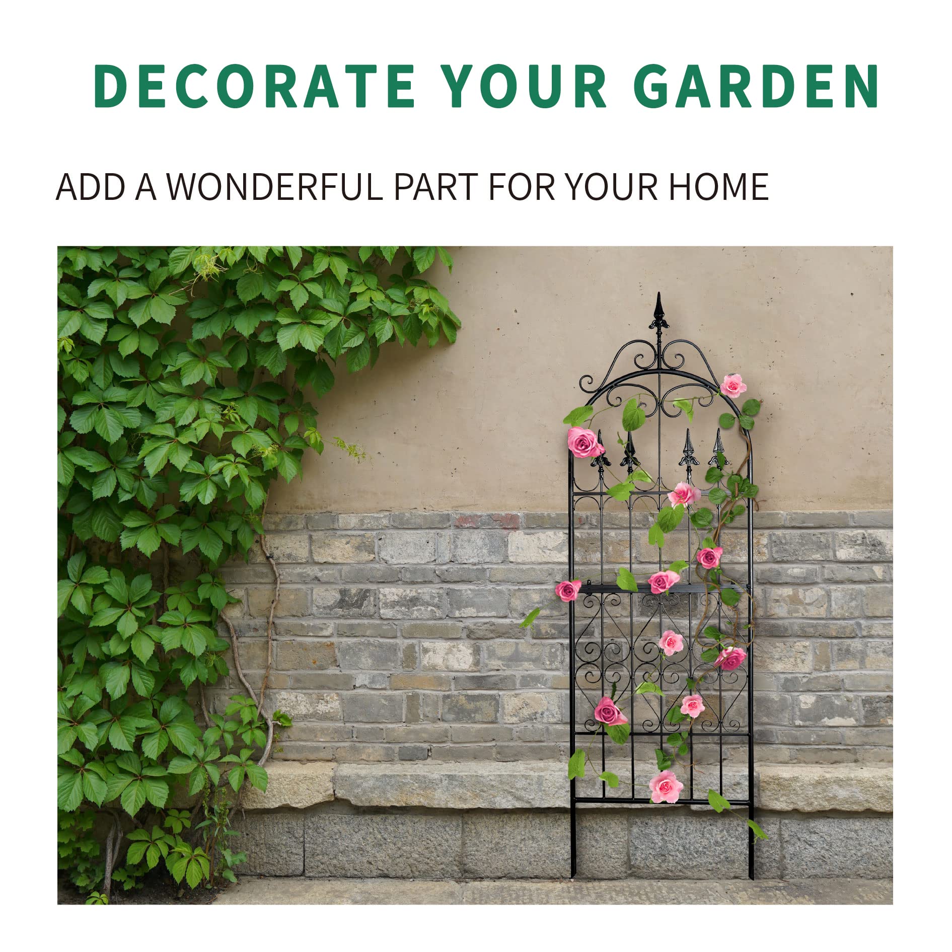 SCENDOR trellis on a patio with potted vines creating a decorative garden focal point