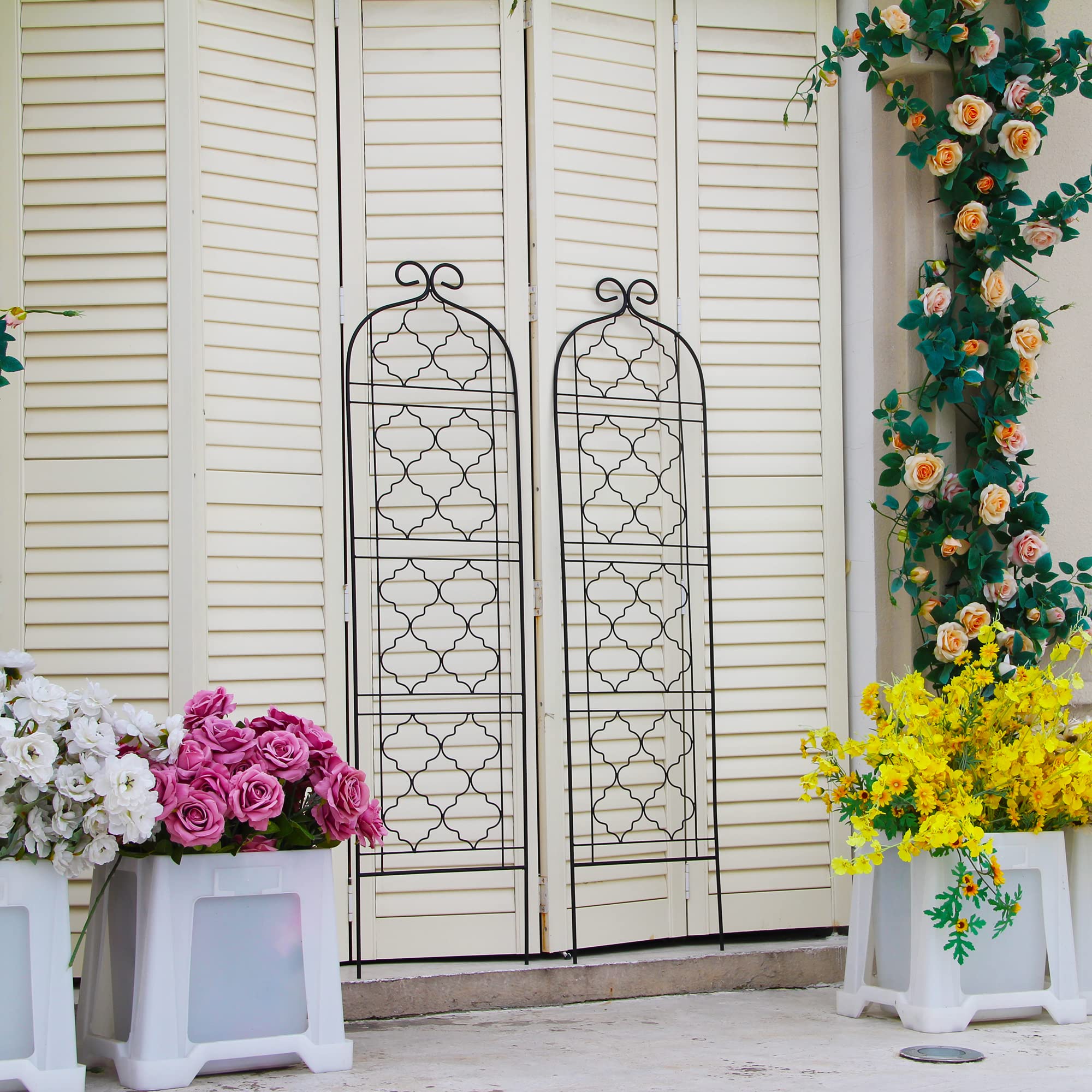 SCENDOR trellis placed in container showing space-saving vertical gardening benefit