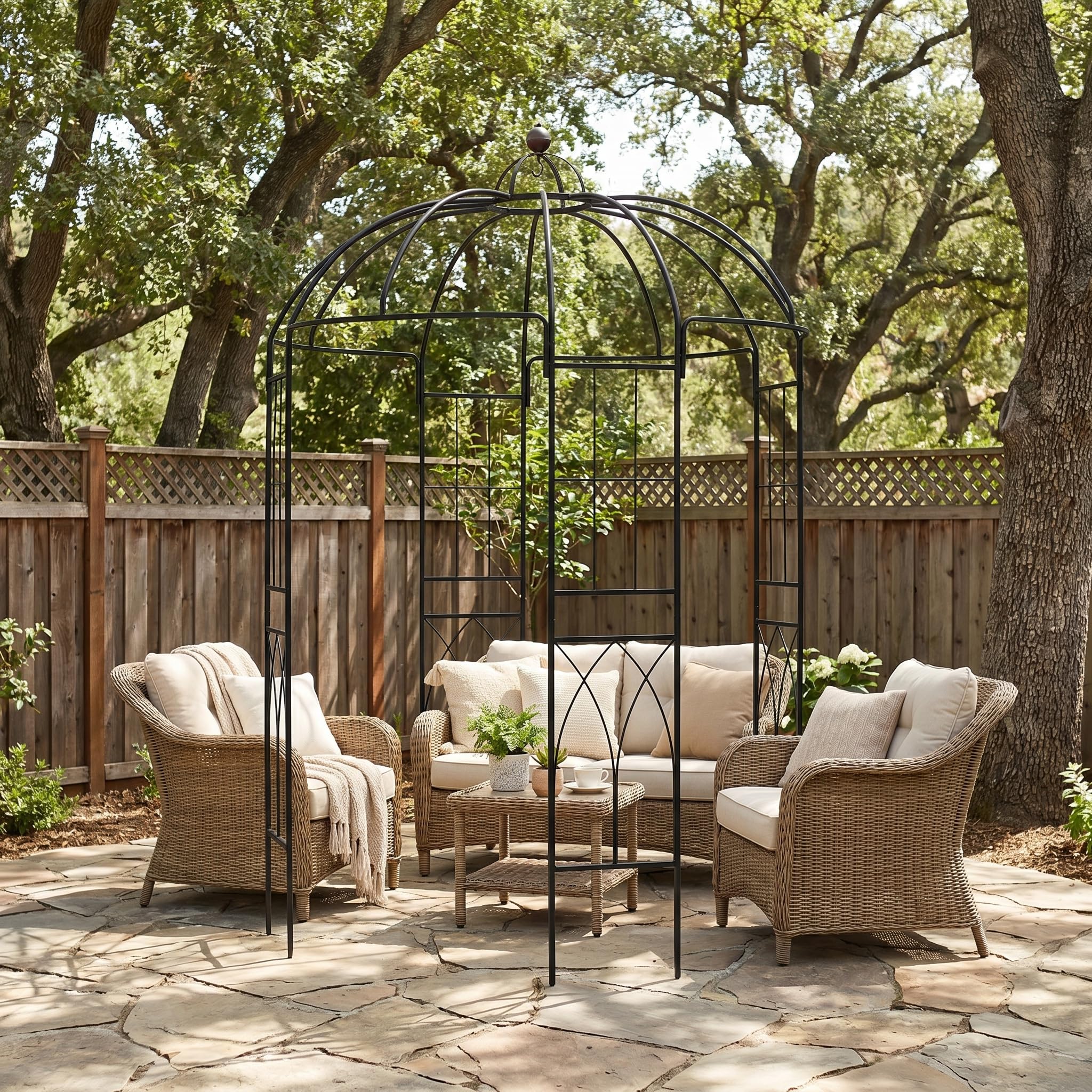 SCENDOR inside seating arrangement illustrating cozy outdoor sitting area