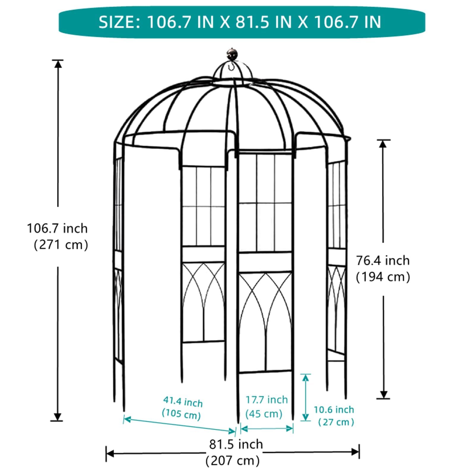 SCENDOR person standing next to arbor showing true size and scale