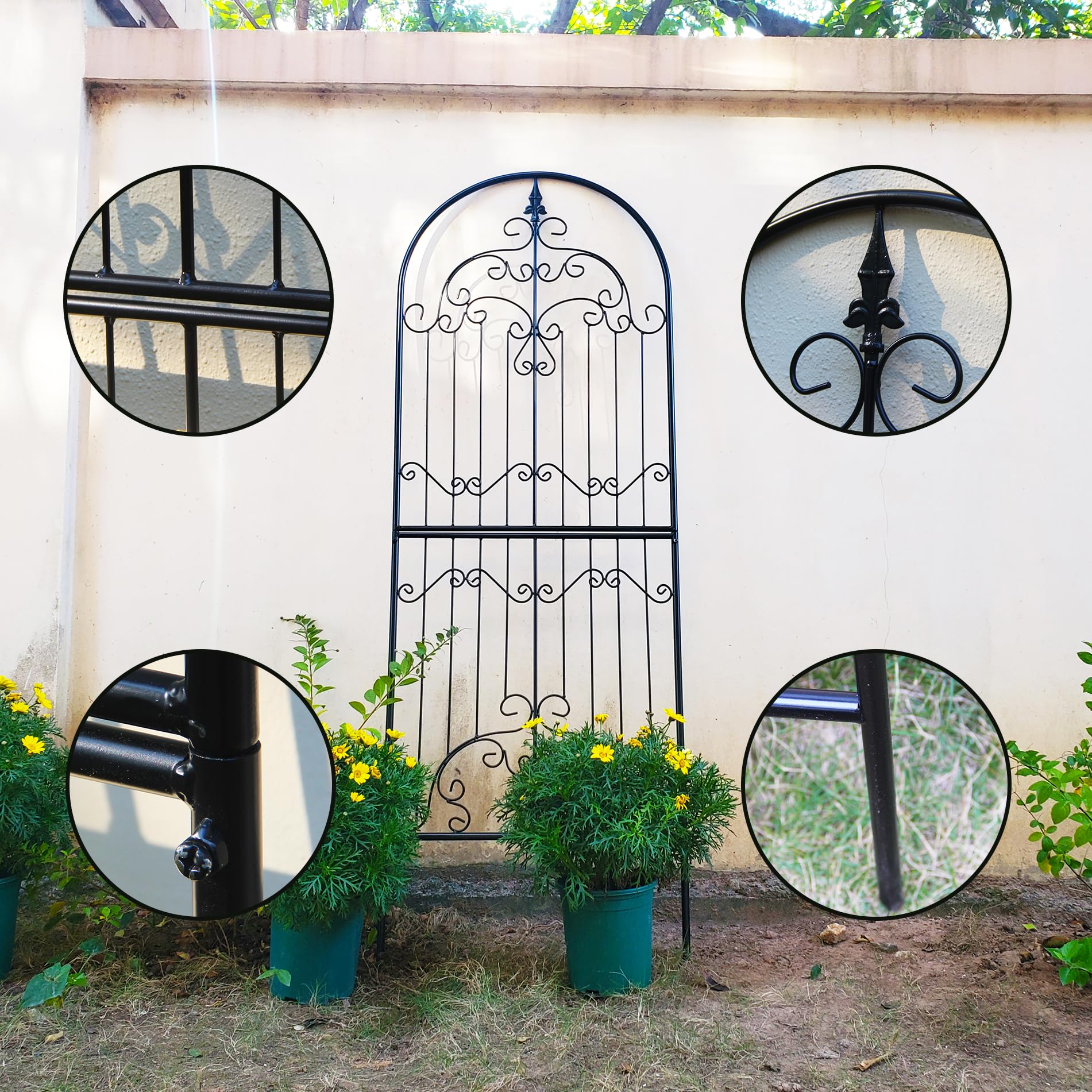 SCENDOR trellis in garden with roses demonstrating beautiful plant support