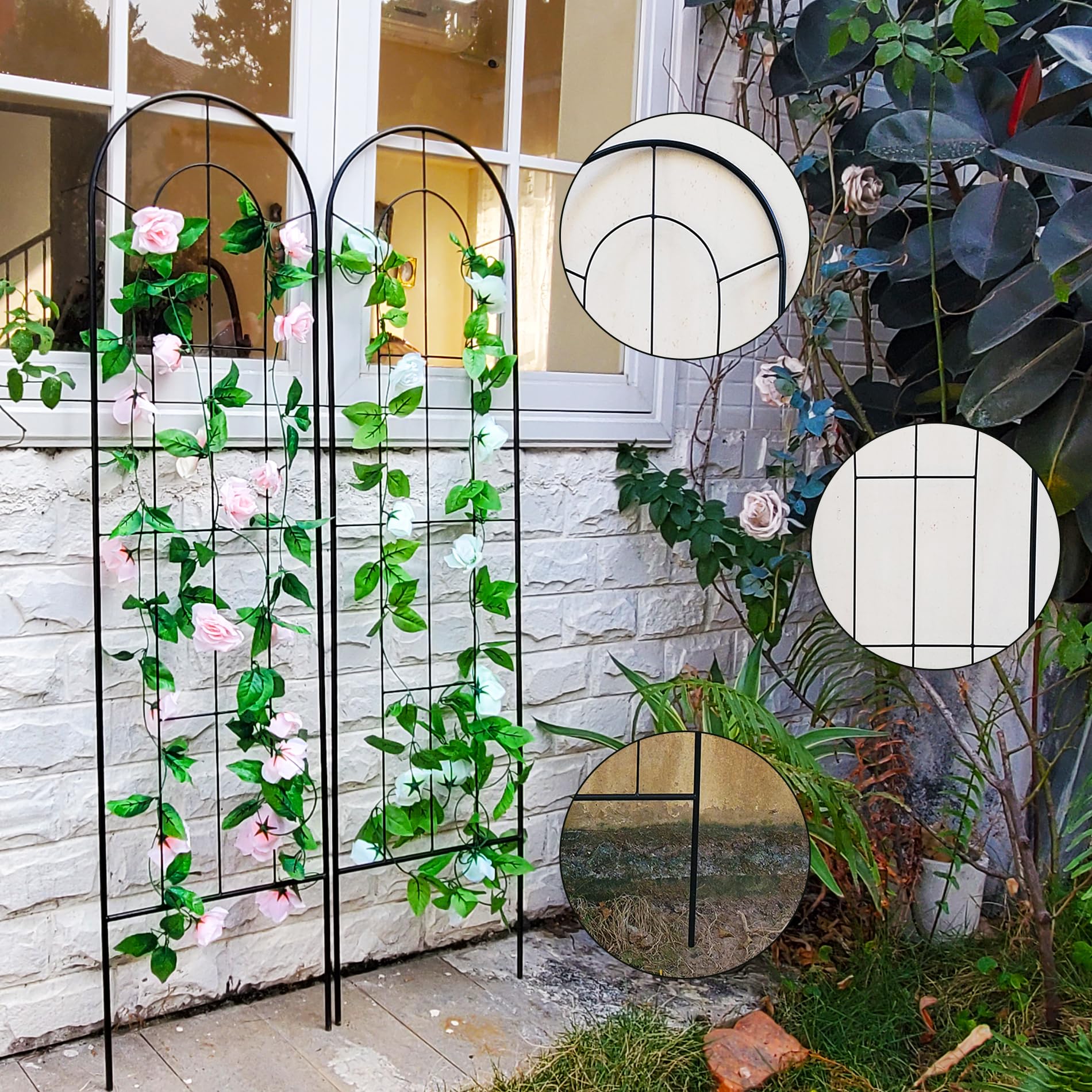 SCENDOR trellis supporting climbing roses to maximize vertical bloom