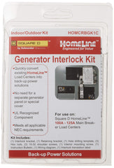 Schneider Electric HOMCRBGK1C front view showing interlock on Homeline panel for safe generator hookup